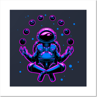 astronaut illustration meditation Posters and Art